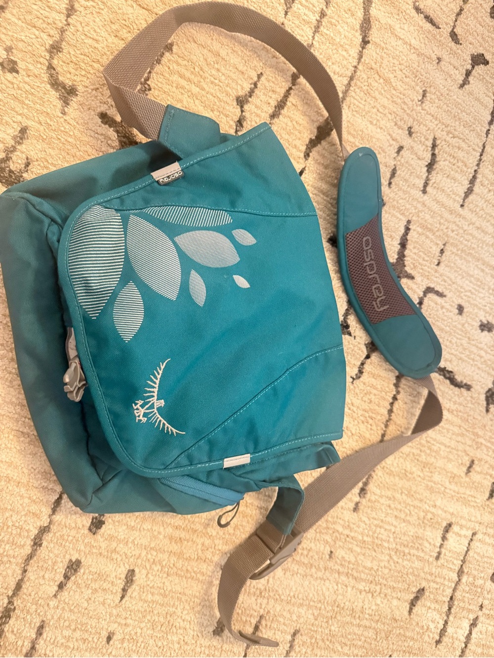 OSPREY Teal Leaf-Accent Crossbody Messenger Bag